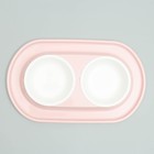 Миска для животных "Мур-мяу" 0,3л двойная на подставке, розовая - Фото 3
