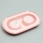 Миска для животных "Мур-мяу" 0,3л двойная на подставке, розовая - Фото 5