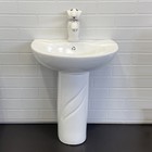 Раковина детская Comforty 0991W, донный клапан DK-02, пьедестал P0991W, смеситель 01W, цвет белый - Фото 1