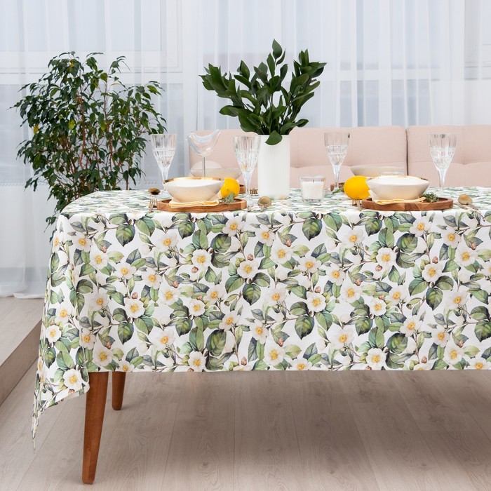 Скатерть «Этель» Camellia, 149×250 см, хлопок 100%, саржа 190 г/м²