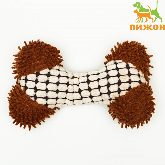 Игрушка мягкая для собак "Особая кость", двутканевая, с пищалкой, 20х12 см, бело-коричневая   708725