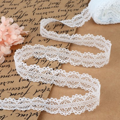 Кружево капроновое, 25 мм, 10±1 м, цвет белый