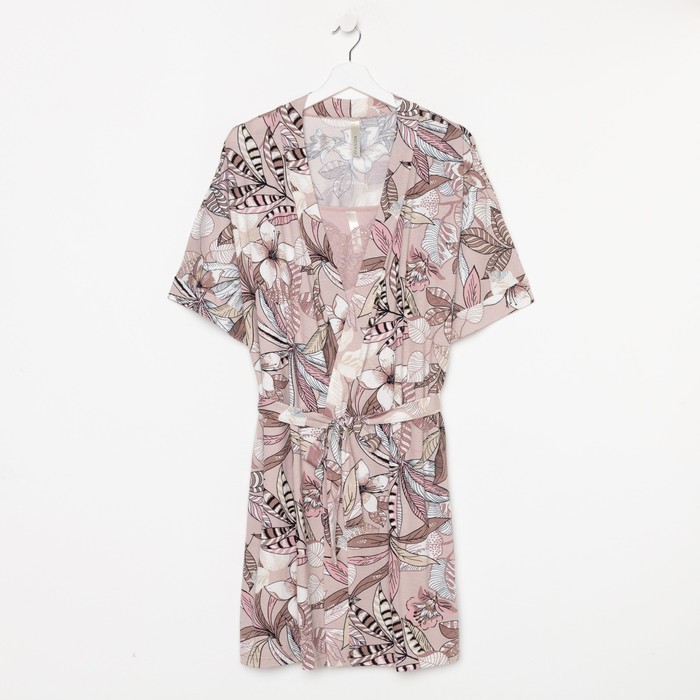 Комплект домашний (халат/сорочка) женский, цвет светло-розовый, размер 56 - Фото 1