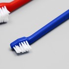 Зубная щётка двухсторонняя, набор 2 шт, красная и синяя - фото 8625586