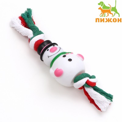 Игрушка для собак "Снеговик на канате" (канат 1,6 см), 25 х 8 х 7 см