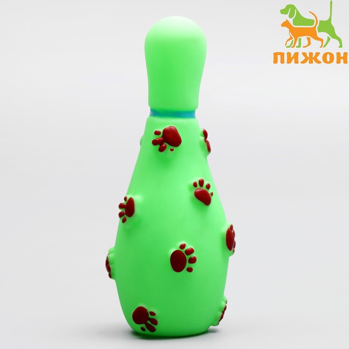 Игрушка пищащая "Кегля" для собак, 14 см, зелёная - Фото 1