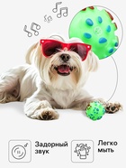 Игрушка пищащая Мяч «Лапка» для собак, 6.5 см, зелёная - Фото 2