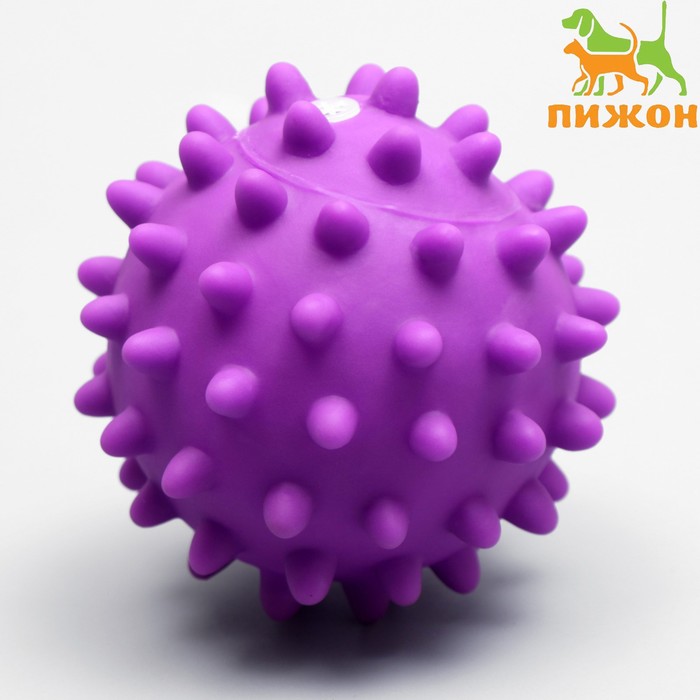 Игрушка пищащая "Колючий шар" для собак, 9 см, фиолетовая - Фото 1