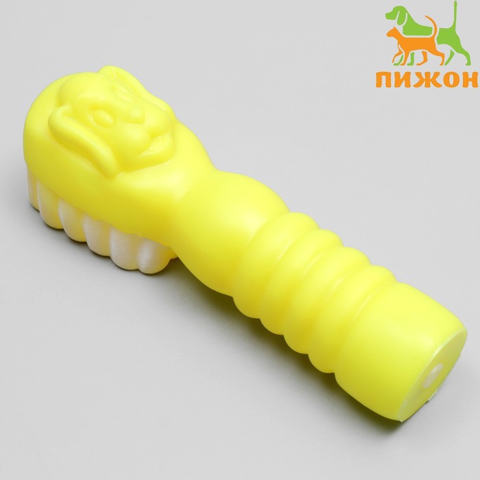 Игрушка пищащая "Зубная щётка" для собак, 15 х 5 см, жёлтая - Фото 1