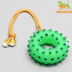 Игрушка пищащая "Кольцо на веревке" для собак, 10 см, зелёная - Фото 1