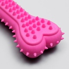 Жевательная игрушка для собак литая «Кость для массажа», 11×4×2 см, розовая - Фото 5