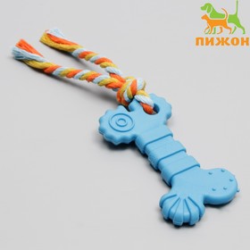 Игрушка жевательная с канатом "Кость с хвостом", синяя 7159784