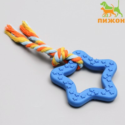 Игрушка жевательная с канатом «Звезда с хвостом», синяя