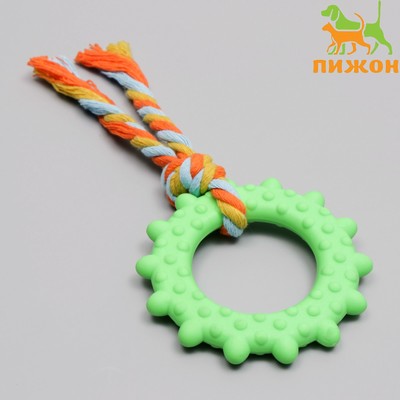 Игрушка жевательная с канатом «Кольцо с хвостом», зелёная