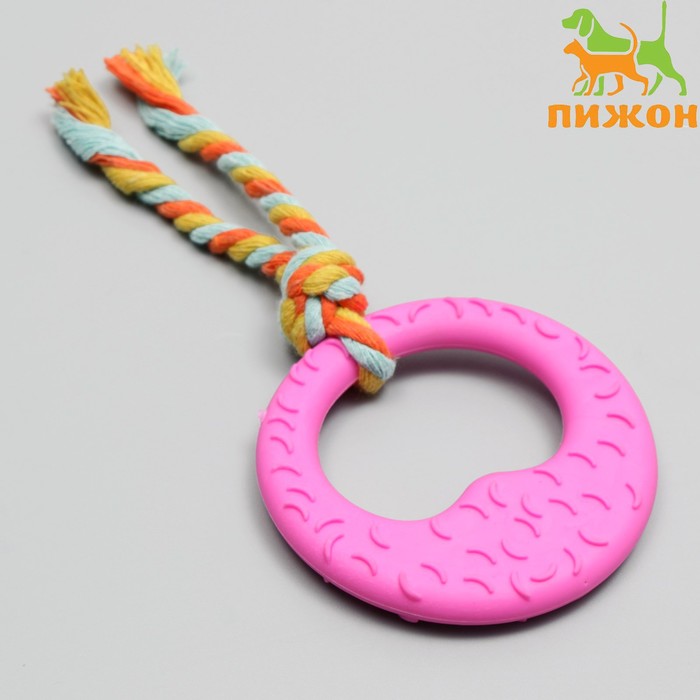 Игрушка жевательная с канатом "Гиря", розовая - Фото 1