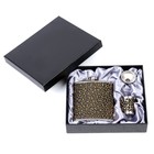 Подарочный набор 3 в 1 "Завитки", чёрный с золотистым узором: фляжка 210 мл + воронка и рюмка - Фото 2