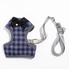 Комплект амуниции с мягкой шлейкой, L, поводок 120×1.5 см, ОШ 30-50 см, ОГ 36-56 см, серый - Фото 8