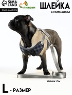 Комплект амуниции с мягкой шлейкой, L, поводок 120×1.5 см, ОШ 30-50 см, ОГ 36-56 см, серый - Фото 1