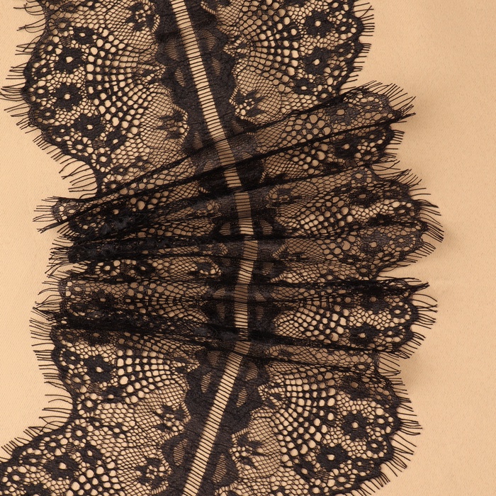 Кружево реснички, 190 мм, 3±0.5 м, чёрное