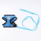 Шлейка дышащая с поводком и светоотражающей нашивкой, M, ОШ 33, ОГ 32-43, синяя - Фото 4