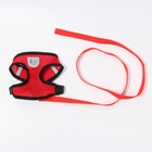Шлейка дышащая с поводком и светоотражающей нашивкой, M, ОШ 33, ОГ 32-43, красная - Фото 3