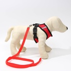 Шлейка дышащая с поводком и светоотражающей нашивкой, M, ОШ 33, ОГ 32-43, красная - Фото 7