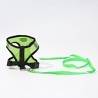 Шлейка дышащая с поводком и светоотражающей нашивкой, M, ОШ 33, ОГ 32-43, зеленая - Фото 3