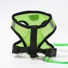 Шлейка дышащая с поводком и светоотражающей нашивкой, M, ОШ 33, ОГ 32-43, зеленая - Фото 4