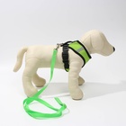 Шлейка дышащая с поводком и светоотражающей нашивкой, M, ОШ 33, ОГ 32-43, зеленая - Фото 2
