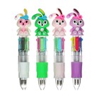 Ручка-прикол шариковая Calligrata «Зайка», 4-цветная, резиновый упор, МИКС - Фото 1