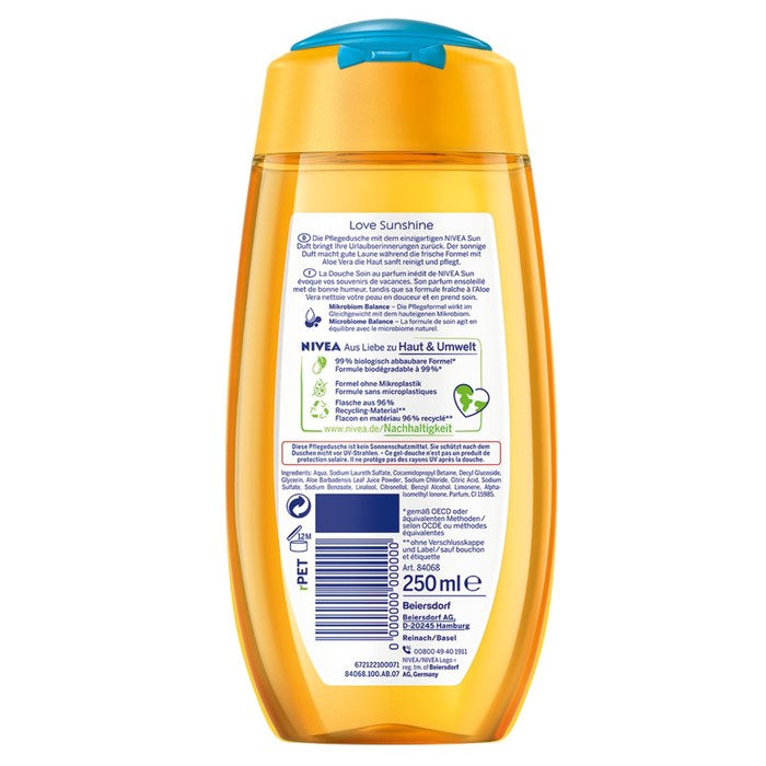 Гель для душа NIVEA LOVE Sunshine с алоэ вера, 250 мл 25840