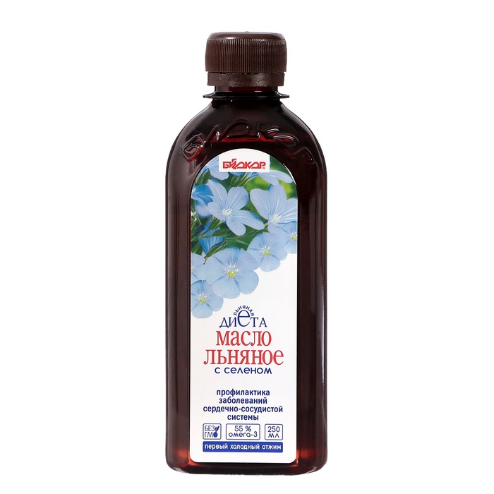 Масло льняное с селеном Биокор, 250 мл - Фото 1