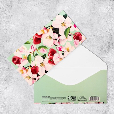 Конверт для денег «Цветы», 16,5 × 8 см