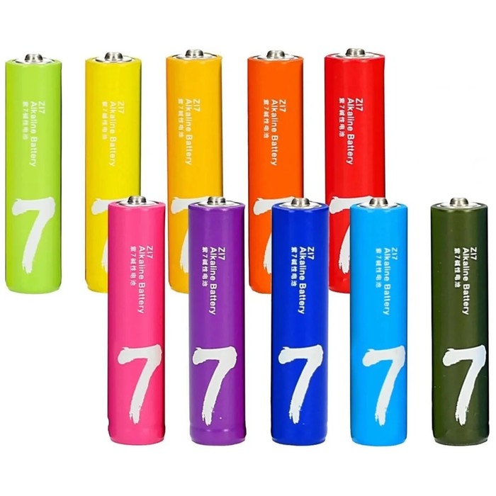 Батарейка алкалиновая Xiaomi ZMI Rainbow Zi7, AАA, LR03-10BOX, 1.5 В, 10 шт. - Фото 1