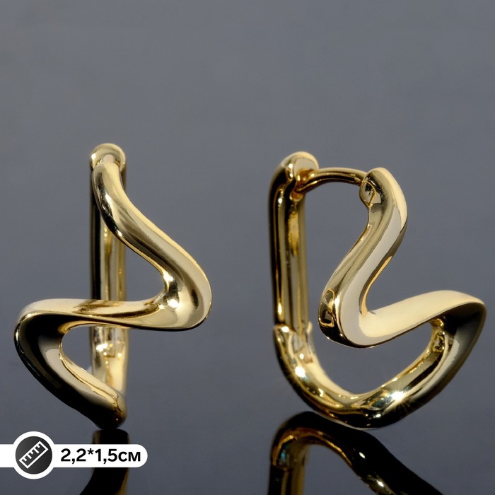 Швензы родированные «Гибкость» волна, цвет золото - Фото 1