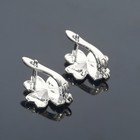 Швензы родированные «Клевер» сердце,  цвет серебро 7620505