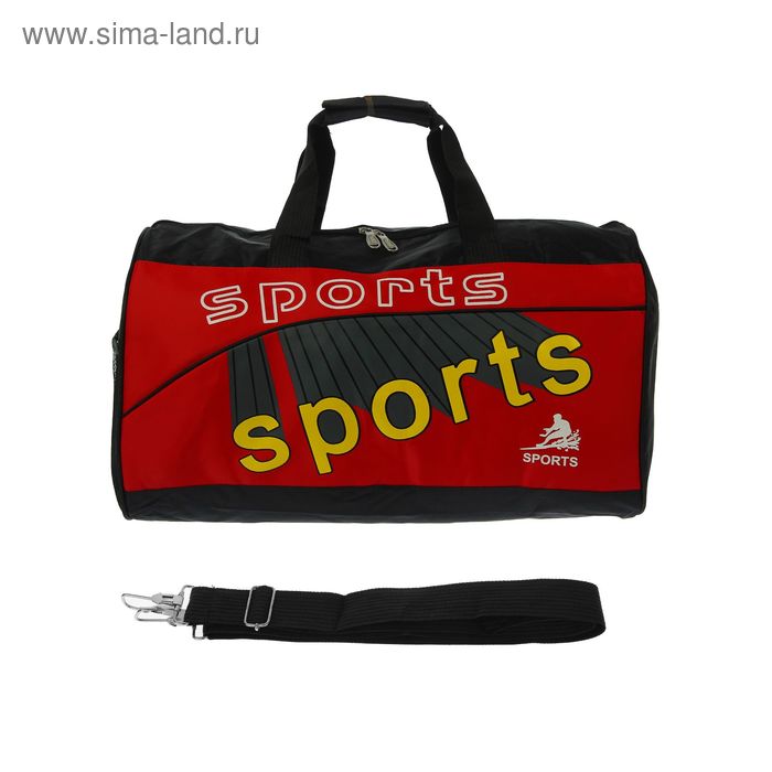 Спортивная сумка Sports 1 отдел, наружный карман, длинный ремень, цвет красный - Фото 1