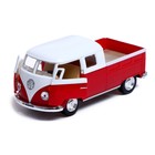 Машина металлическая 1963 Volkswagen Bus Double Cab Pickup, 1:38, открываются двери, инерция, цвет красный - Фото 4