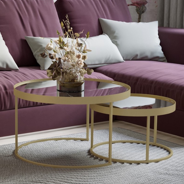 Комплект журнальных столов «Джуан», 755(555) × 755(555) × 445(345), цвет неро - Фото 1