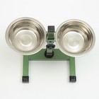 Подставка с мисками для кошек и собак «Пижон», 2×250 мл, высота 25 см, разборная, зелёная - Фото 7