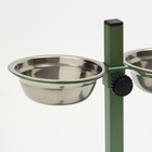 Подставка с мисками для кошек и собак «Пижон», 2×250 мл, высота 25 см, разборная, зелёная - Фото 4