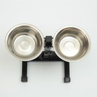 Подставка с мисками, 2×250 мл, высота 25 см, разборная, чёрная - Фото 2