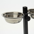 Подставка с мисками, 2×250 мл, высота 25 см, разборная, чёрная - Фото 3