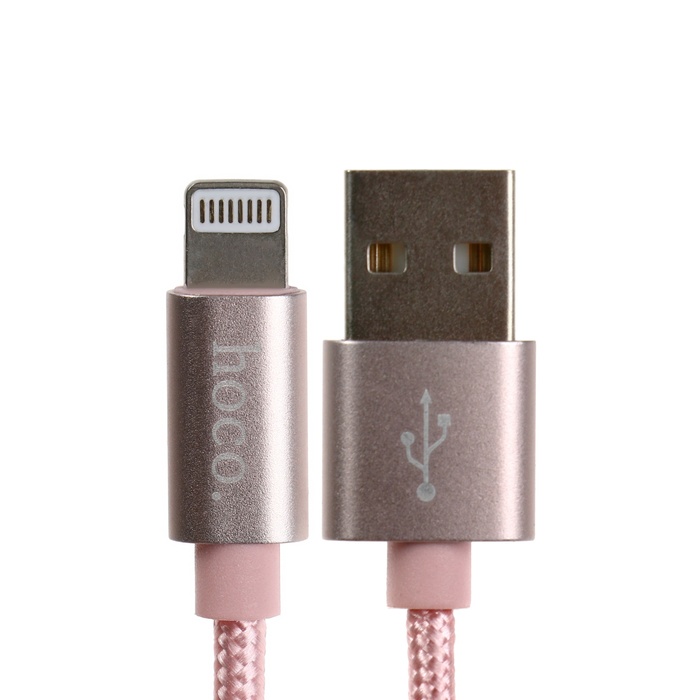 Кабель Hoco X2, USB - Lightning, 2.4A, 1 м, нейлон, розовое золото - фото 51594929