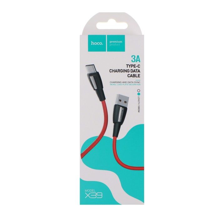 Кабель Hoco X39, USB - Type-C, 3A, 1 м, нейлон, красный - фото 51796187 Кабель Hoco X39, USB - Type-C, 3A, 1 м, нейлон, красный - фото 51796187