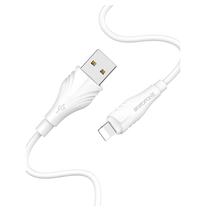 Кабель Borofone BX18, Lightning - USB, 2.4 А, 1 м, PVC оплётка, белый - фото 51454423