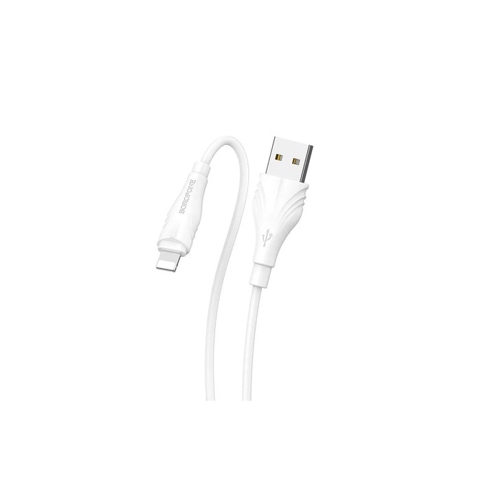 Кабель Borofone BX18, Lightning - USB, 2.4 А, 1 м, PVC оплётка, белый - фото 51454424