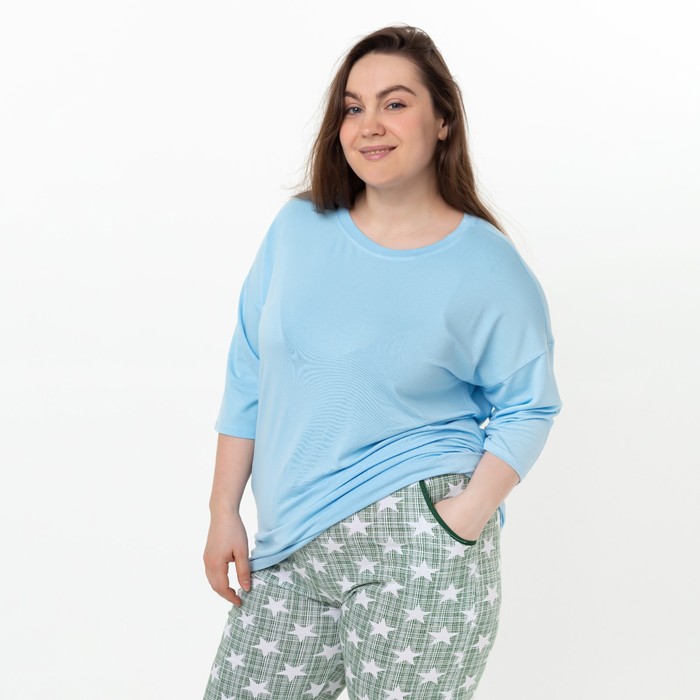 Лонгслив женский, цвет голубой, размер 48 52491