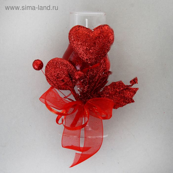 Свеча гелевая "Сердце любви", цвет красный - Фото 1