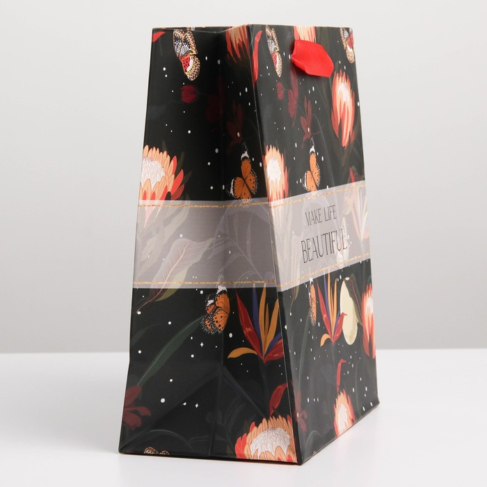 Пакет подарочный ламинированный вертикальный, упаковка, «Make life», MS 18 х 23 х 10 см - фото 1885290720